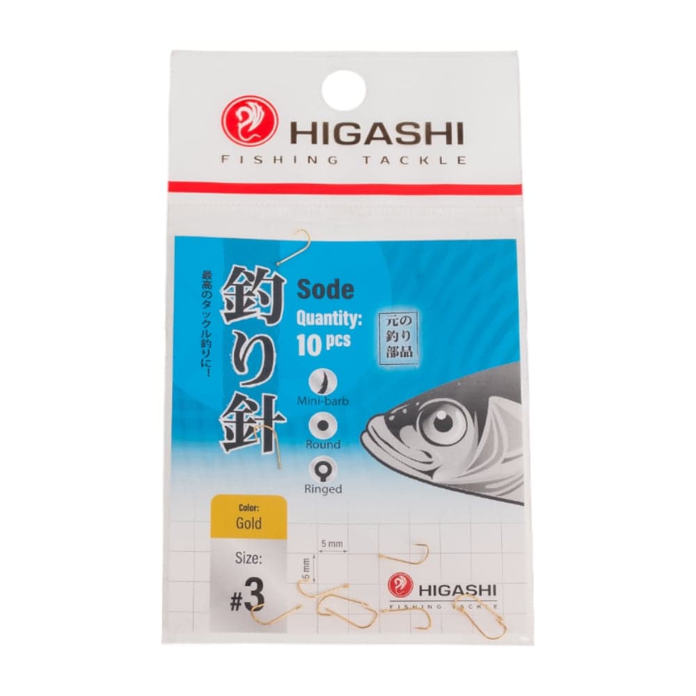 Крючок HIGASHI Sode ringed #3 Gold 03673