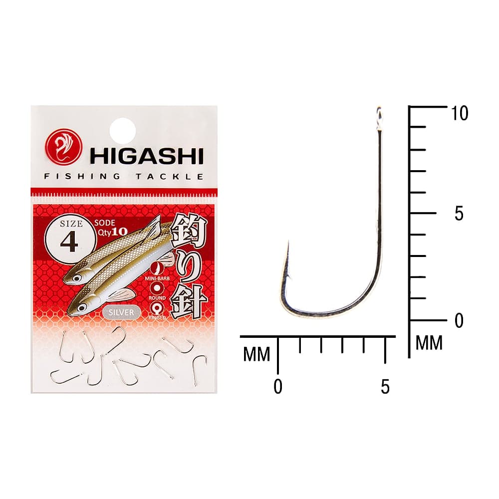 Крючок HIGASHI Sode ringed #4 Silver 04076