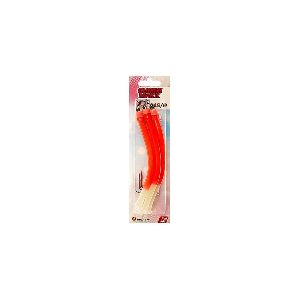 Крючок оснащенный кембриком HIGASHI Gummi Makk #12/0 (set-3pcs), #01 Red 00634_2445