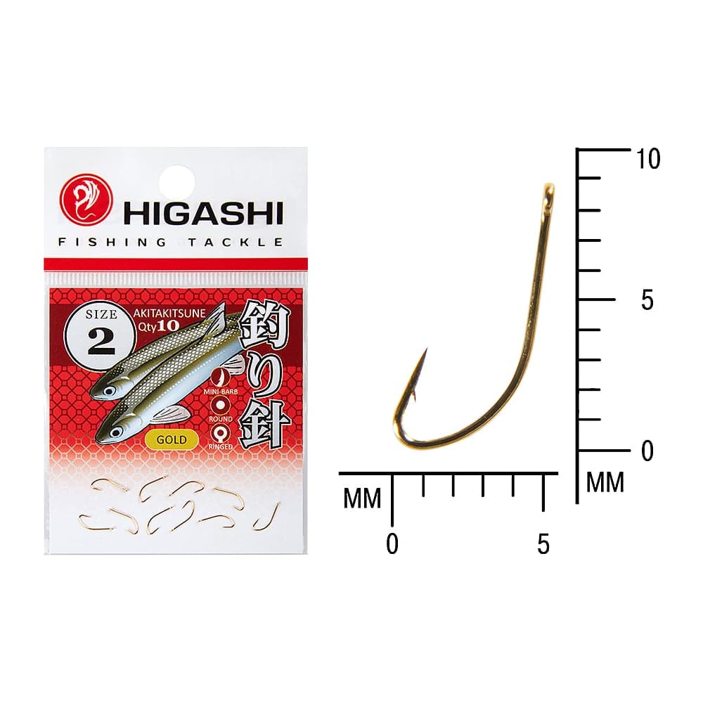 Крючок HIGASH Akitakitsune ringed #2 Gold 03666