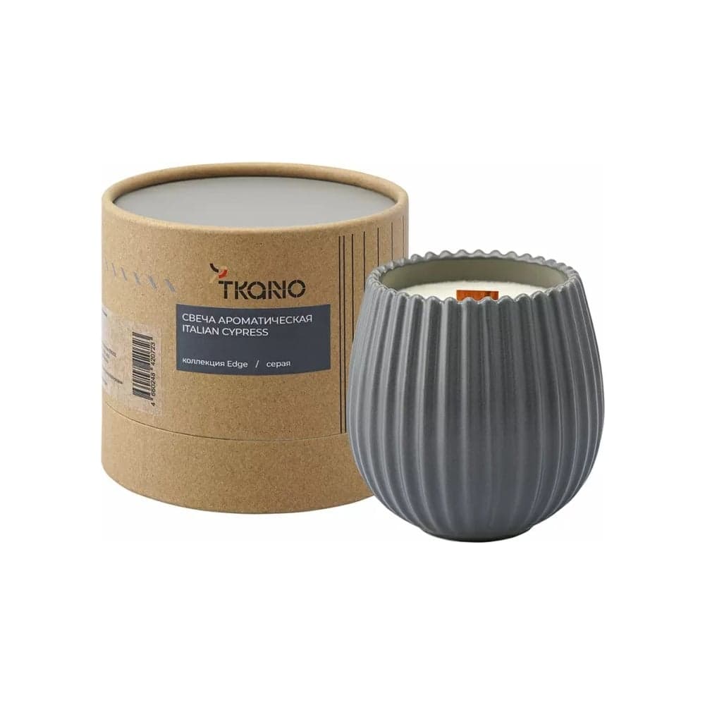 Свеча ароматическая с деревянным фитилём Italian Cypress из коллекции Edge Tkano серый, 60 ч TK23-ARO0061
