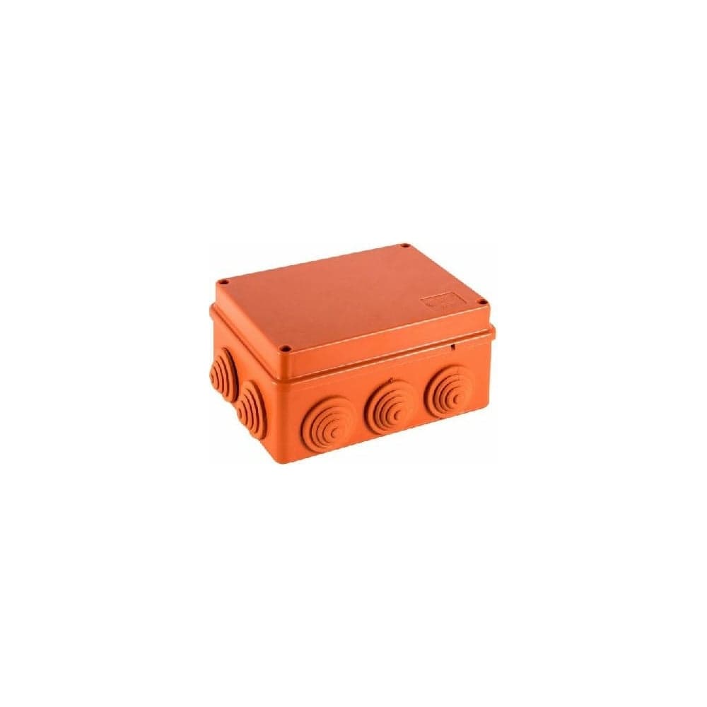 Огнестойкая коробка Экопласт JBS150 E110, о/п 150х110х70, 10 выходов, IP55, 4P, цвет оранжевый 43049HF