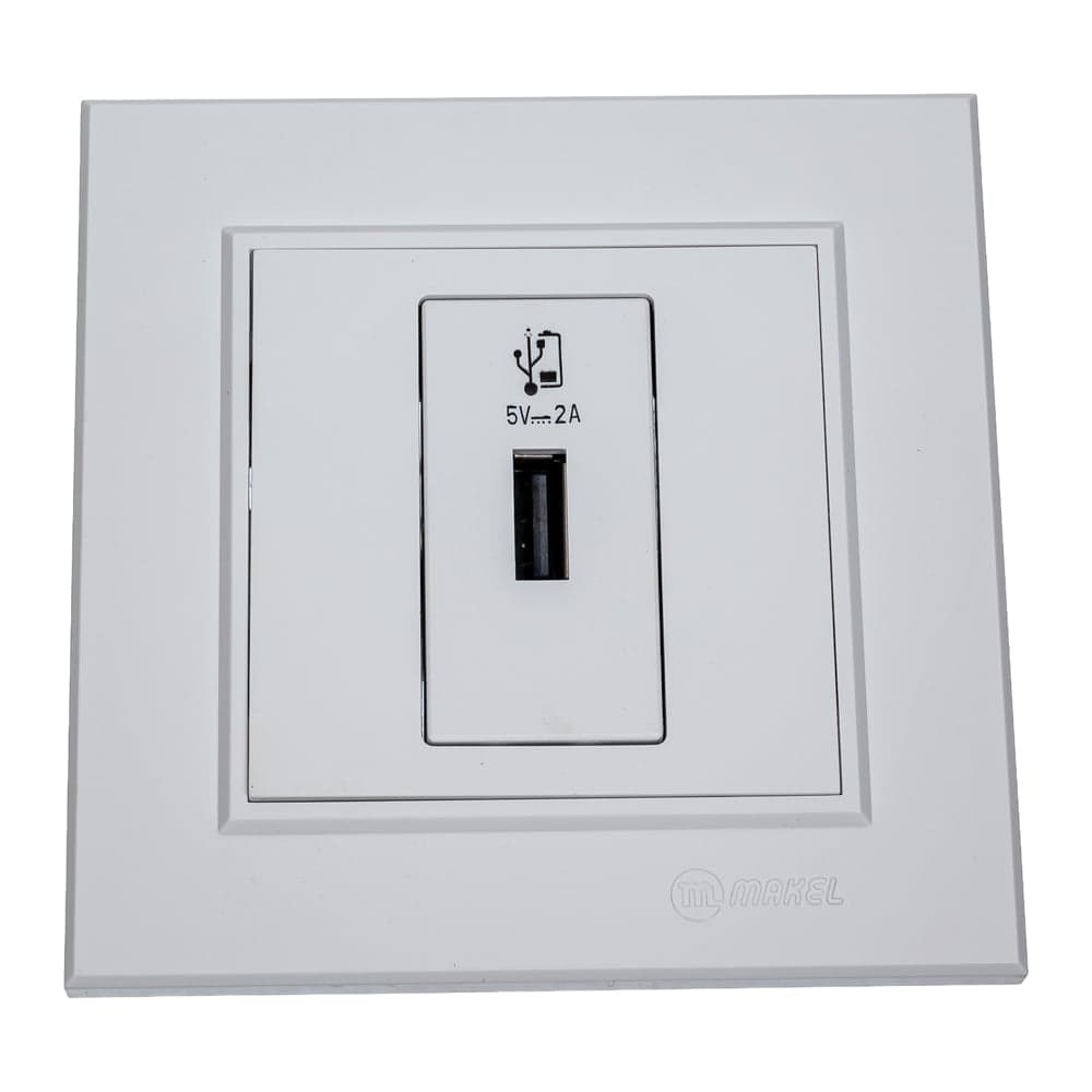 Розетка для зарядного устройства MAKEL USB KAREA белый 56001465