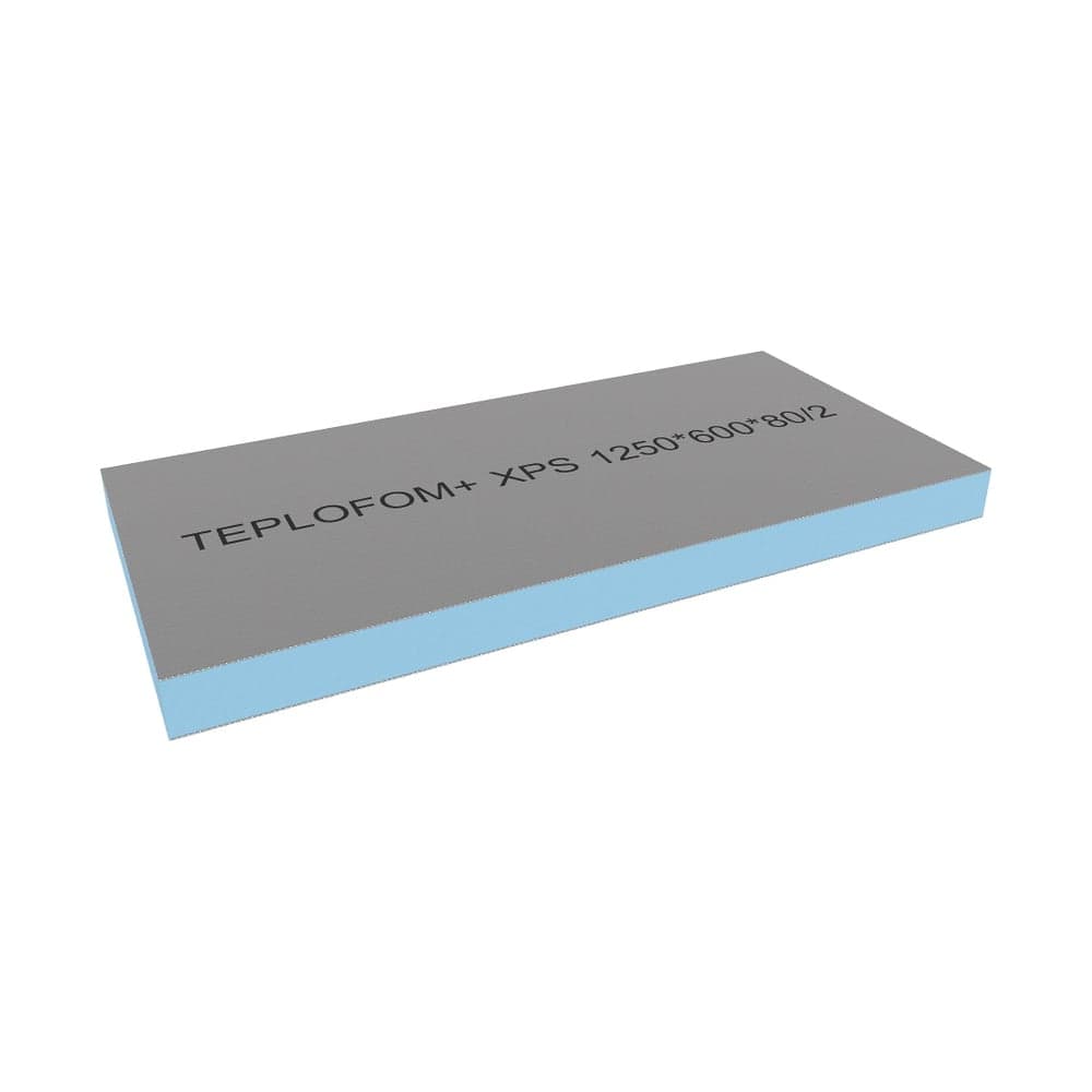 Теплоизоляционная панель Teplofom+ 1250x600x80 мм, двухсторонний слой, упаковка 4 шт. 4/80/2
