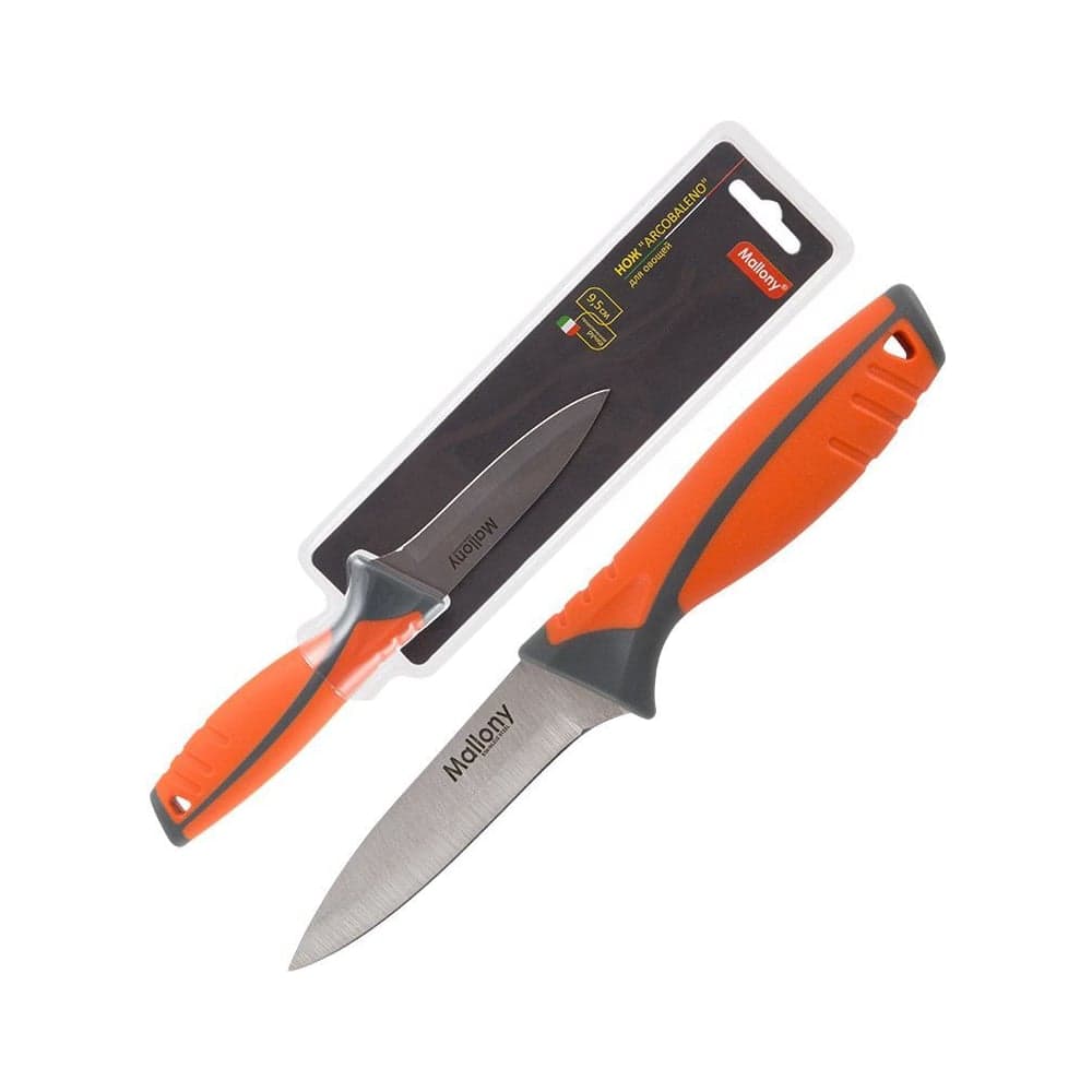 Нож с прорезиненной рукояткой Mallony ARCOBALENO MAL-04AR для овощей, 9,5 см 00 5523
