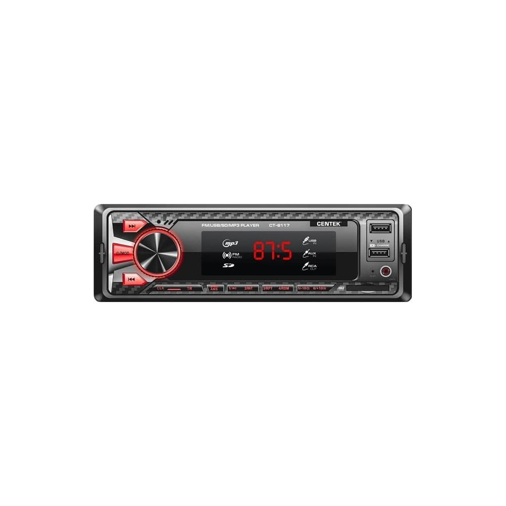 Автомагнитола Centek 4х50 Вт, 7 цветов подсветки, 2xUSB, AUX, SD, MMC, MP3 CT-8117