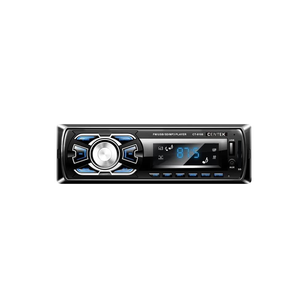 Автомагнитола Centek 4х50 Вт, SD, MMC, USB, MP3, цветной LED, 18 станций CT-8108