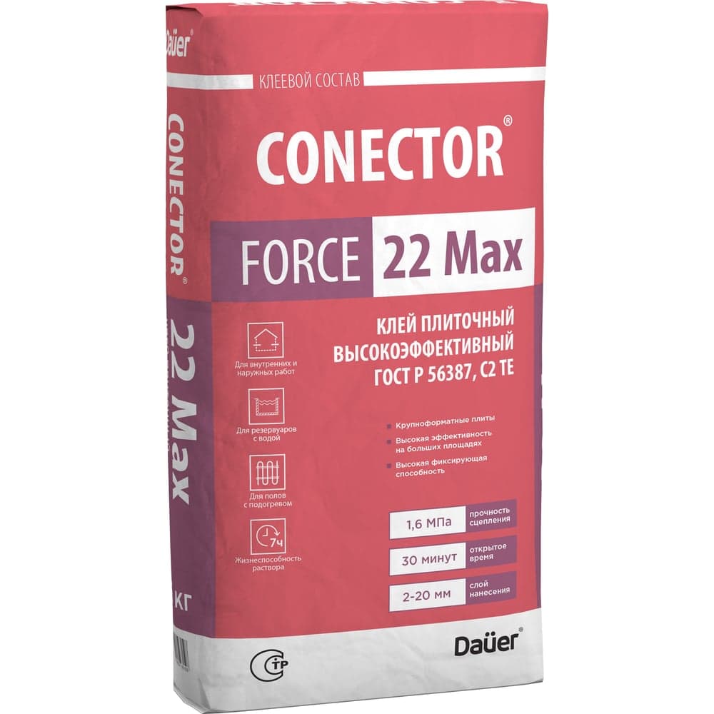Клей плиточный Dauer CONECTOR FORCE 22 Max высокоэффективный, 25 кг 33113