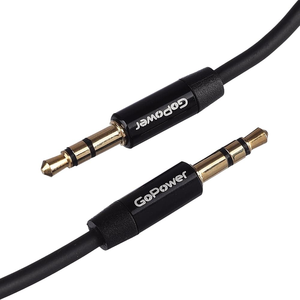 Кабель GoPower AUX Jack 3.5mm (m)-Jack 3.5mm (m) 1.0м TPE черный Premium Zip-Lock c подвесом 00-00027478