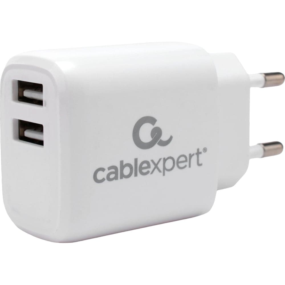 Зарядное устройство Cablexpert 10.5Вт, 2.1А, 2хUSB, белый, пакет, MP3A-PC-58