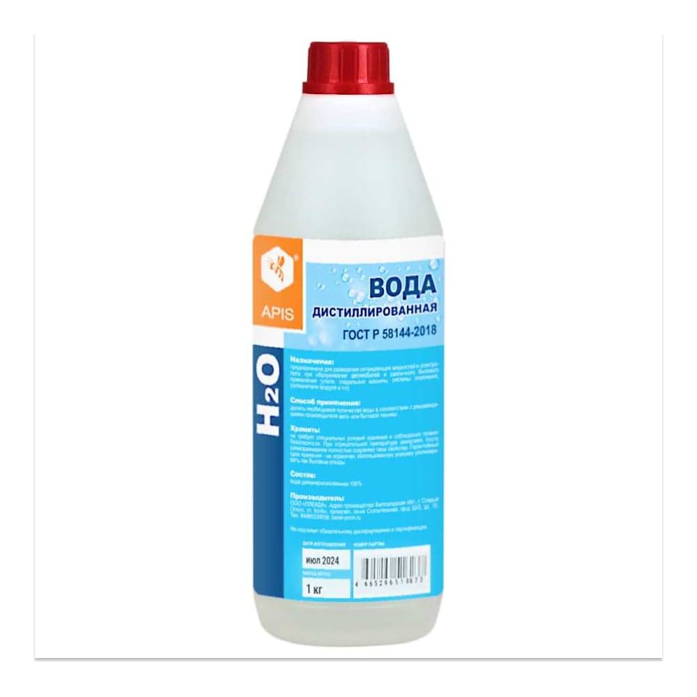 Дистиллированная вода, бутылка 1 кг APIS RUQ-021-0010