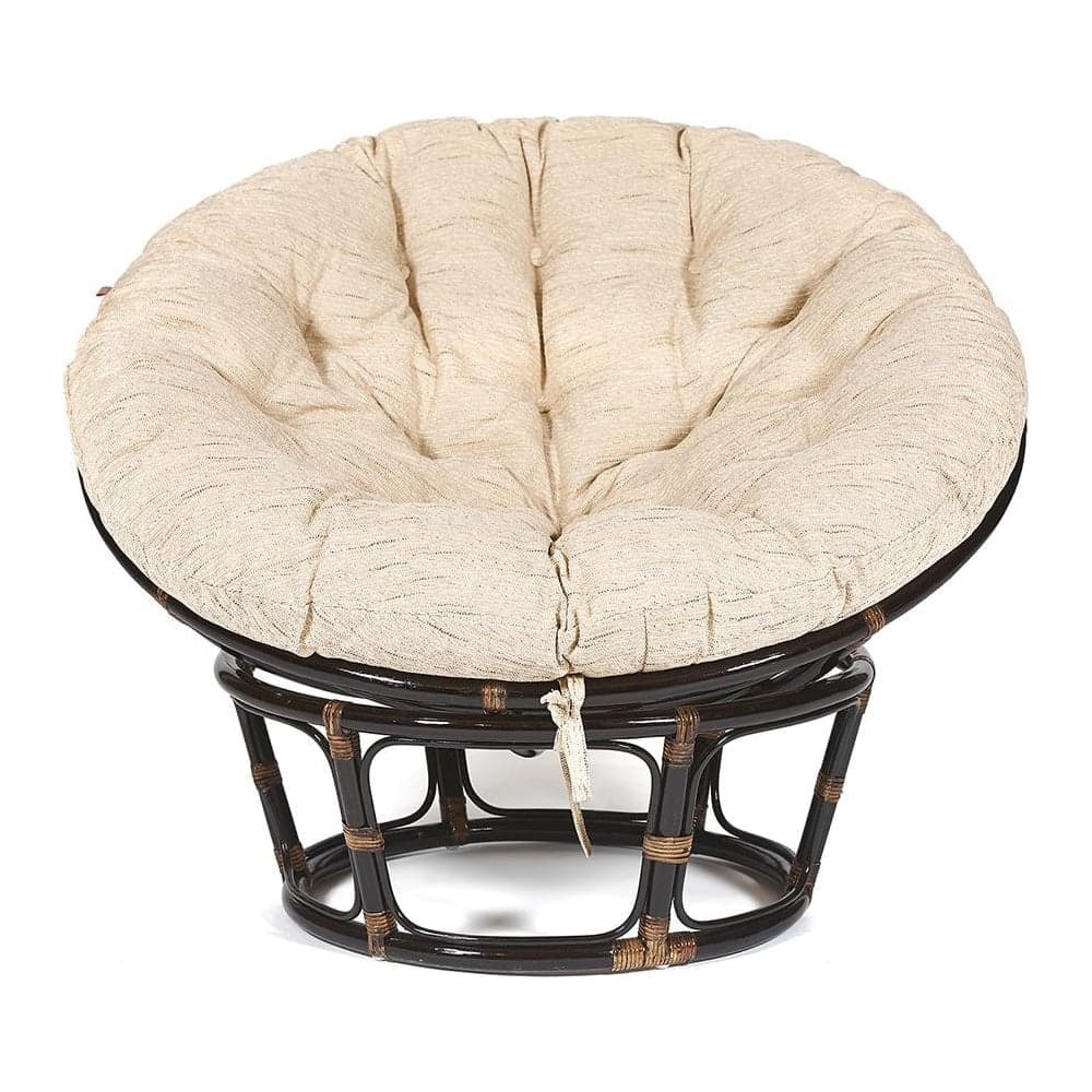 Кресло Tetchair "PAPASAN" 23/01 W, с подушкой, диаметр подушки 129 см, 115x101x104 см, Antique brown (античный черно-коричневый), ткань старт 7223