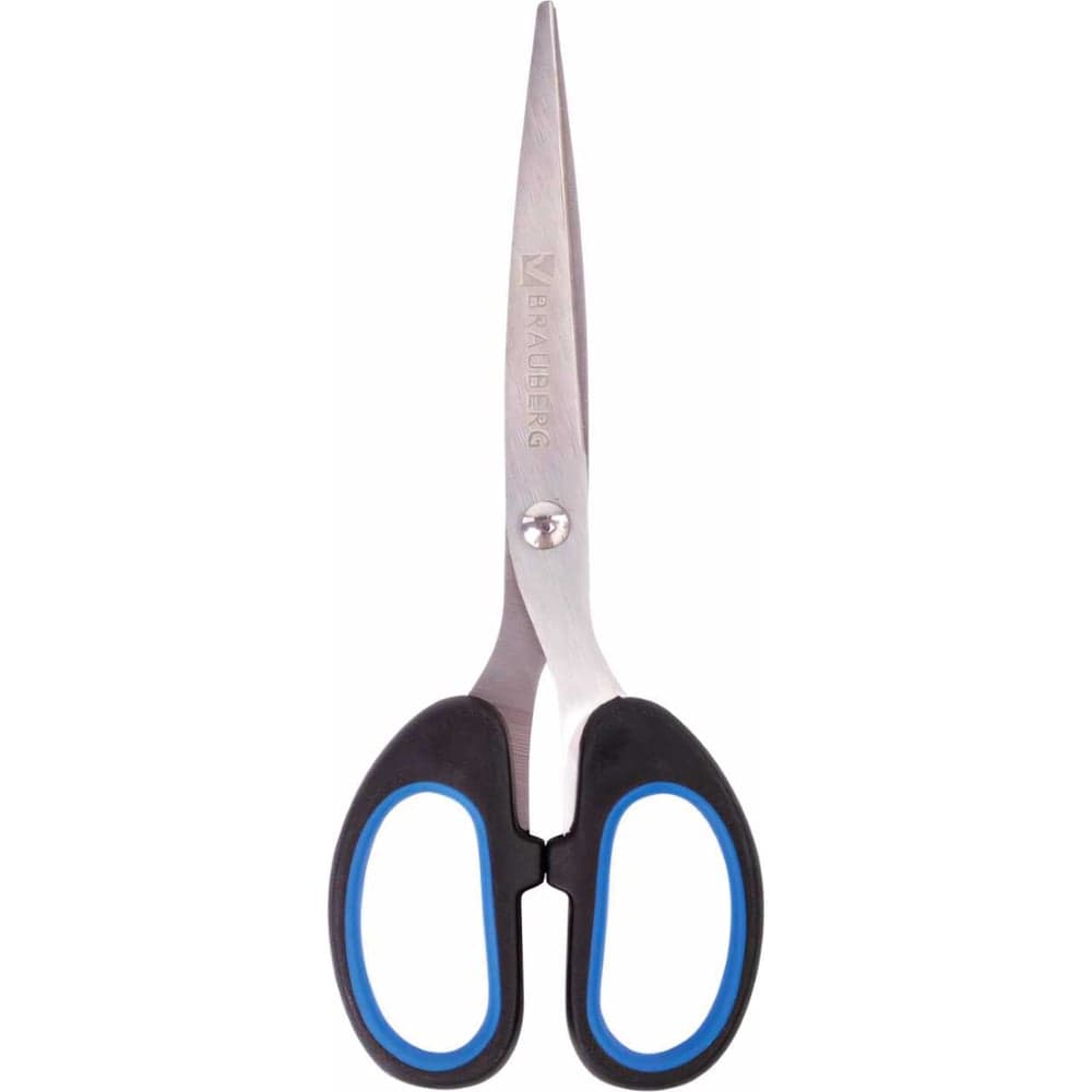 Ножницы BRAUBERG 160 мм, резиновые вставки, черно-синие 236447