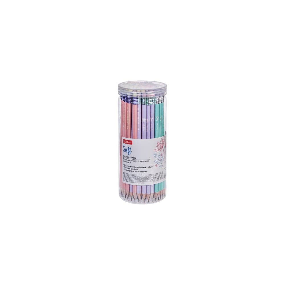 Чернографитный карандаш HATBER трехгранный корпус, 72 шт., Soft 065296