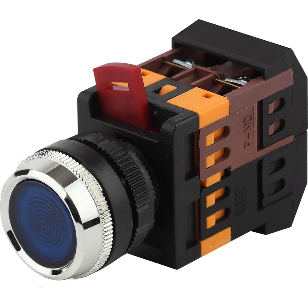Кнопка ЭРА ABLFS-22 синий, d22мм, неон, 240В, 1з+1р, 10/400/3200 Б0045657