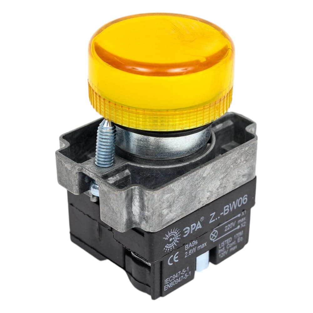 Индикатор ЭРА LAY5BU65, желтого цвета, d22мм, 20/200/8000 Б0045622