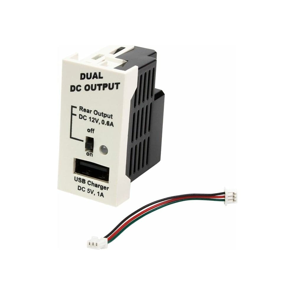 Блок питания для конвертора LANMASTER RJ45-VGA, формата Mosaic, 22.5х45мм, вертикальный, белый LAN-SIP-23VGA/VP-WH