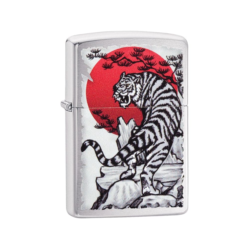 Зажигалка ZIPPO Asian Tiger, с покрытием Brushed Chrome, 38x13x57 мм, 29889