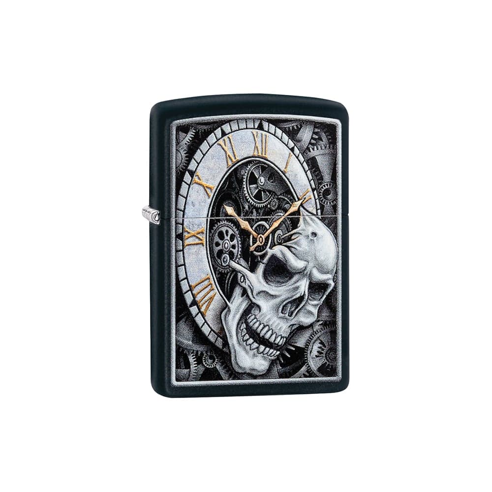 Зажигалка ZIPPO Skull Clock, с покрытием Black Matte, 36x12x56 мм, 29854