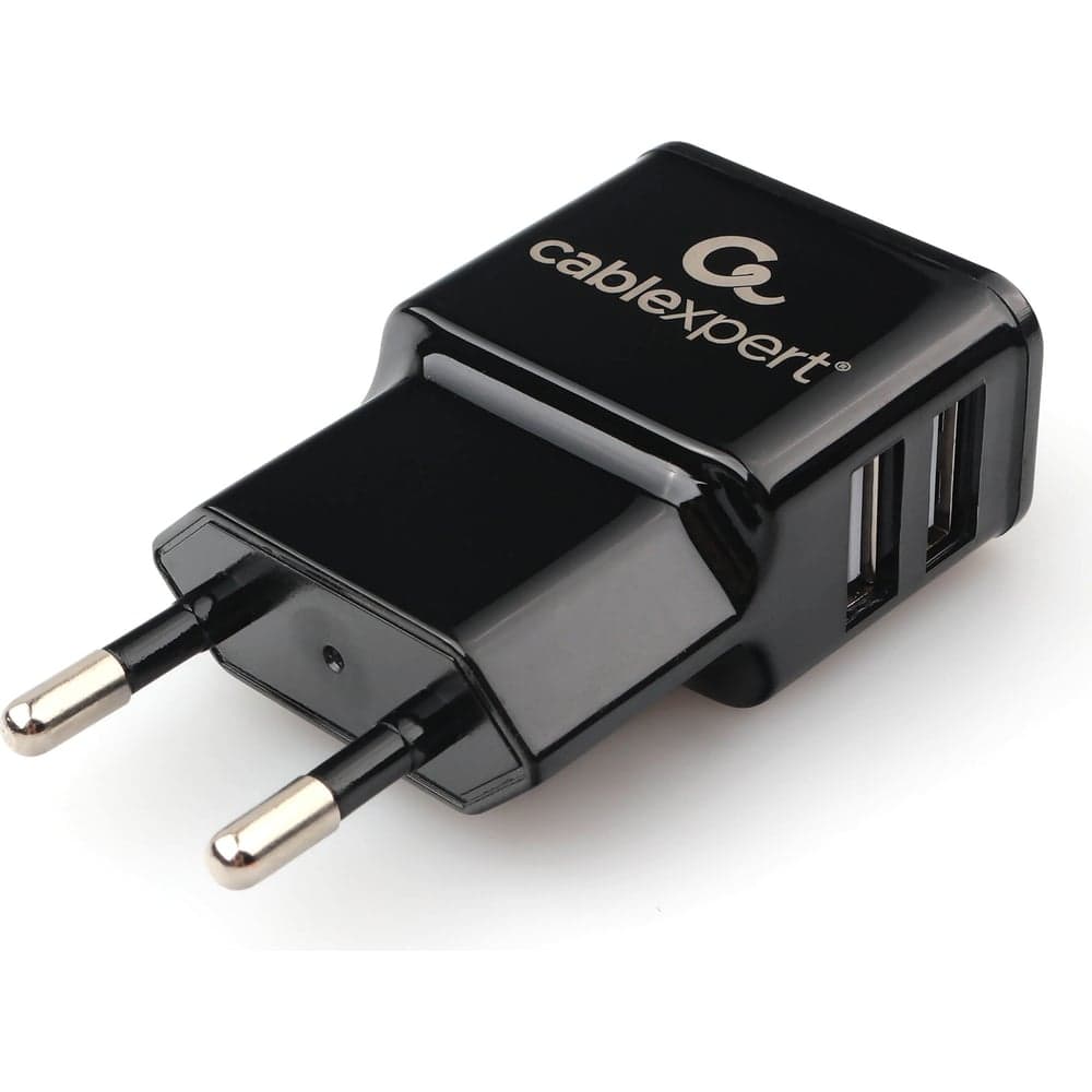 Адаптер питания Cablexpert 100/220V - 5V USB 2 порта 2.1A черный MP3A-PC-12