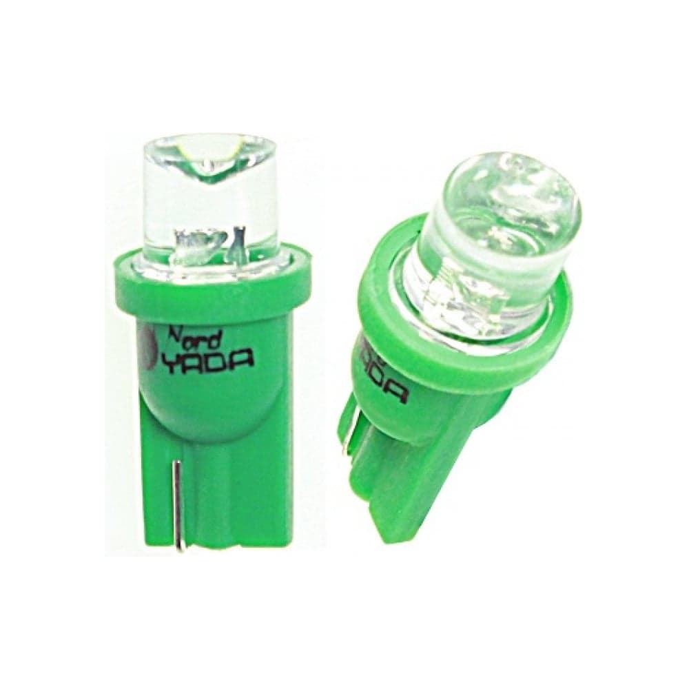 Светодиод Nord-Yada T10-01 (1LED) 12V W5W Base:BW2,1x9,5 D конус зеленый 0.13 W 1.8 lm (2 шт в 1 упаковке) 902378