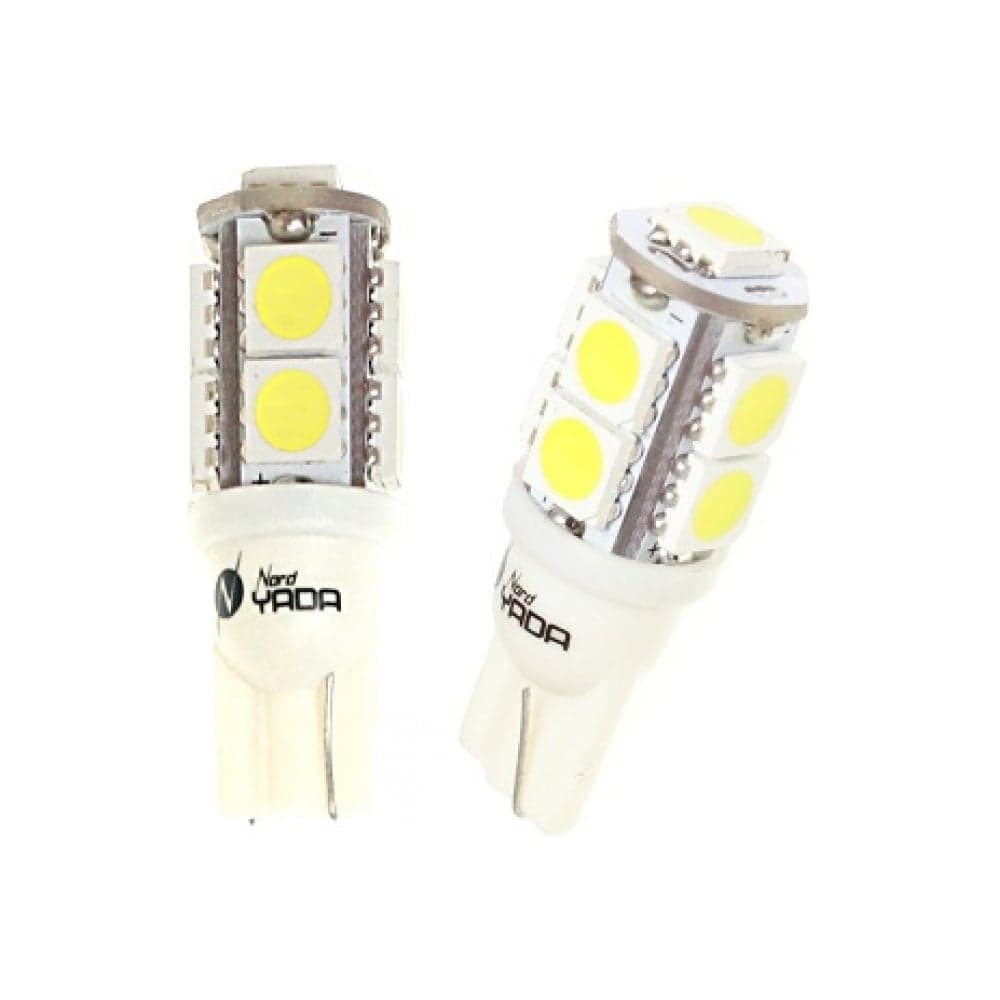 Светодиод Nord-Yada T10-9SMD (size 5050) 12V W5W теплый белый 1.2W 45lm (2шт в 1 уп.) 900295