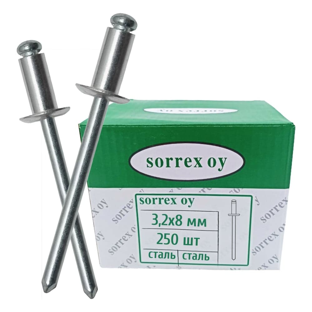 Вытяжная заклепка SORREX сталь/сталь, 3.2х8, 250 шт. SSD 32800 250