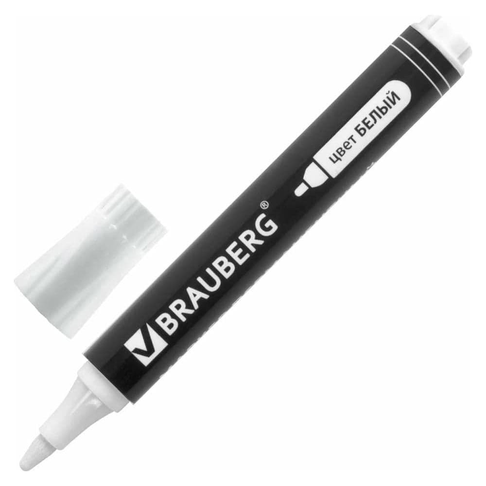 Перманентный маркер BRAUBERG W5 белый, круглый наконечник, 5 мм 151506