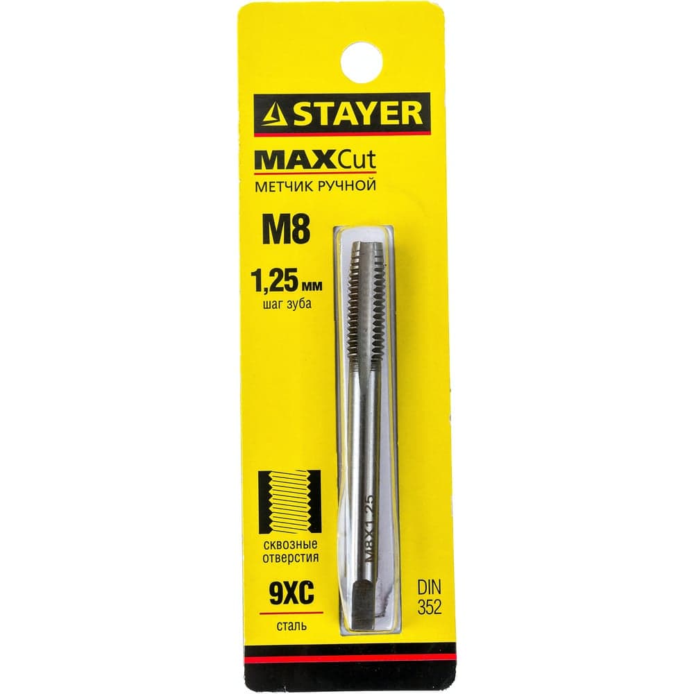 Метчик Stayer MASTER одинарный для сквозных отверстий сталь 9ХС М8х1.25 28020-08-1.25