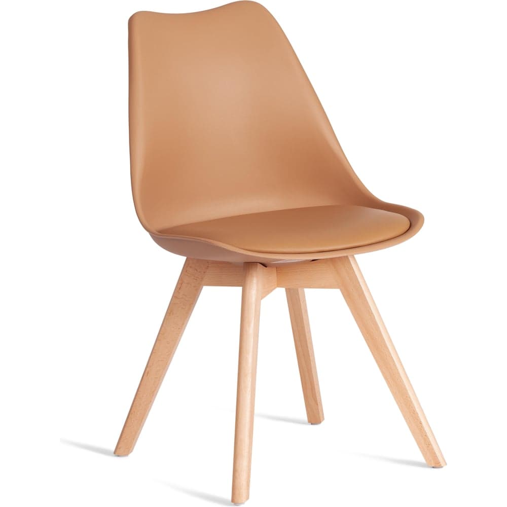 Стул TetChair TULIP (mod. 73-1) 1 шт. в упаковке, дерево/пластик/экокожа, 47,5x55x80 см, Бежевый (Latte) 21406