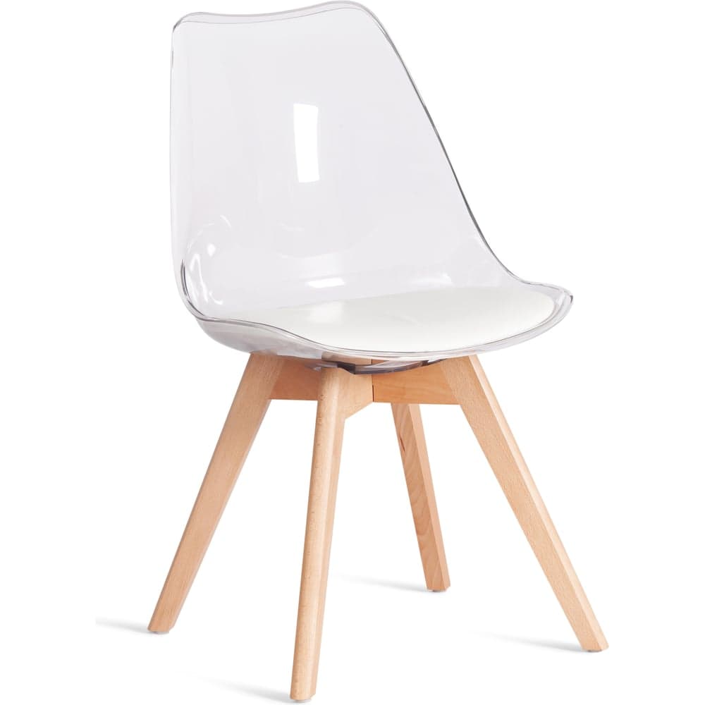 Стул TetChair TULIP (mod. 73-1) 1 шт. в упаковке, дерево/пластик/экокожа, 47,5x55x80 см, Прозрачный (Transparent) 21409 - 2