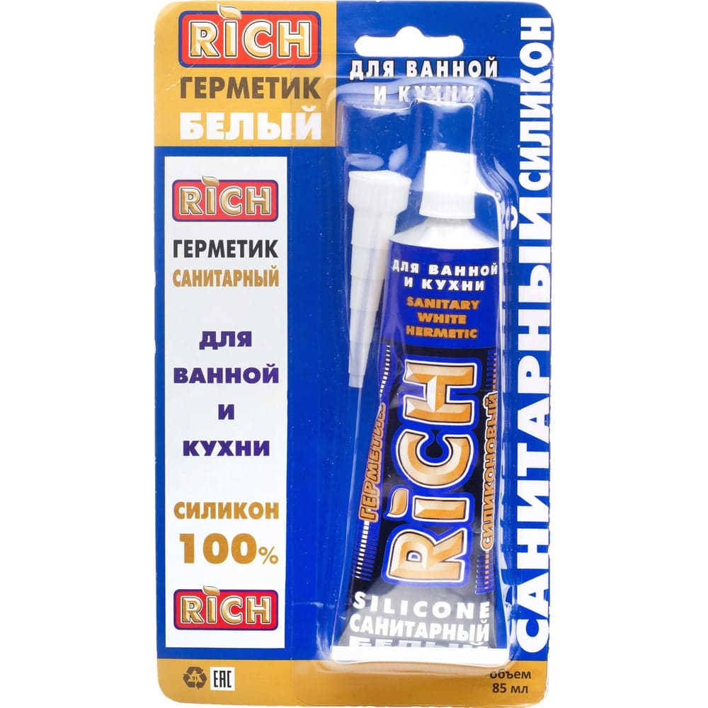 Санитарный силикон RICH белый тюбик 113982