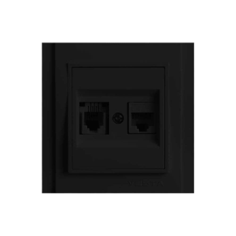 Розетка Metronex Electric Verona Black для LAN + Phone двойная FRZ00020210CMT