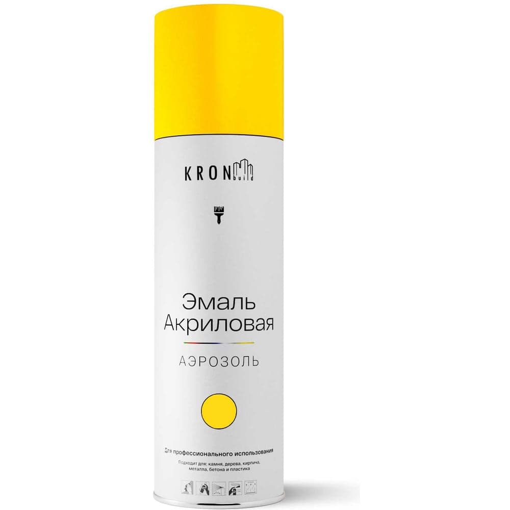 Эмаль алкидная Kronbuild RAL 1018 желтая, глянец, 520 мл SPA1018G