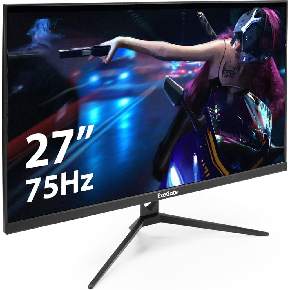 Монитор безрамочный ExeGate с аудио 27" ProSmart EV2707A VA LED Grade A+, FHD, 1920x1080 75Гц, 16:9, 280cd/m2, 3000:1, 178/178, 5ms, Speakers, D-Sub, HDMI2 294345