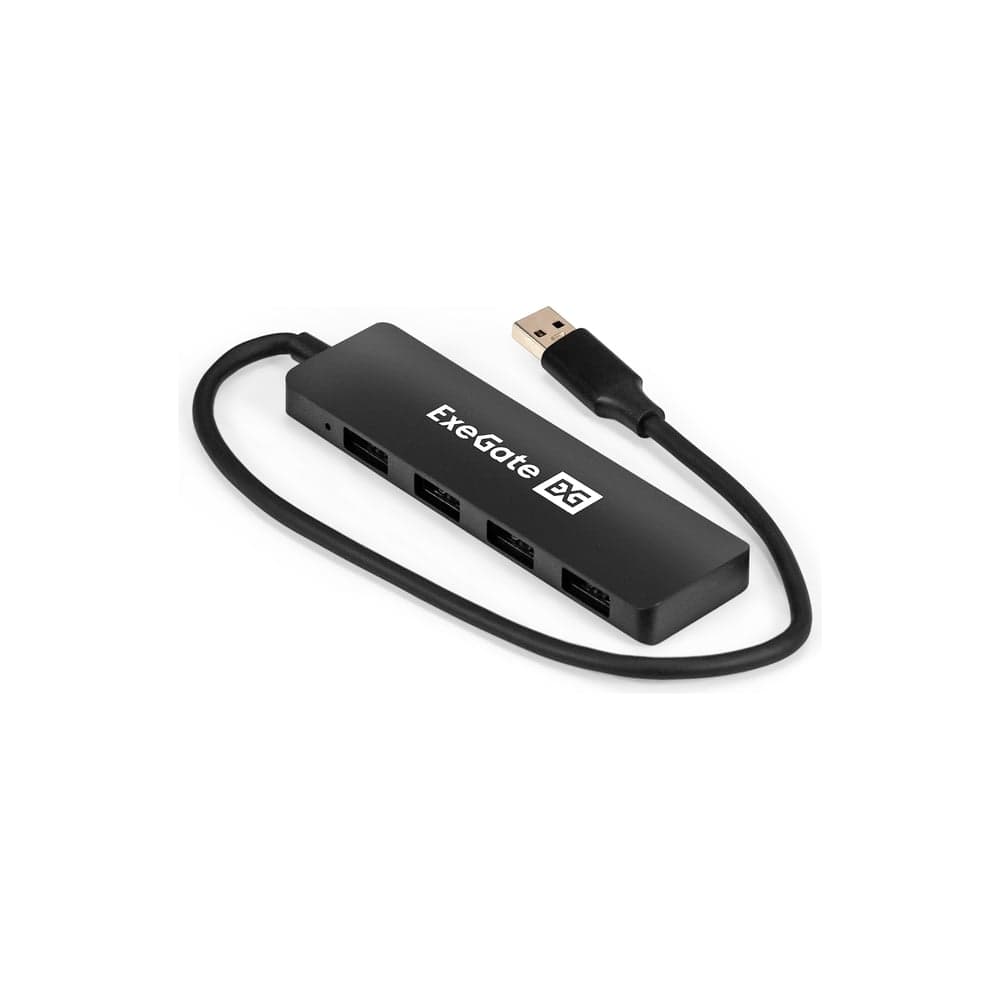 USB-Хаб ExeGate концентратор 4-в-1 DUB-4P/3 кабель-адаптер USB3.0 -- 4xUSB3.0, Plug Play, черный 296928