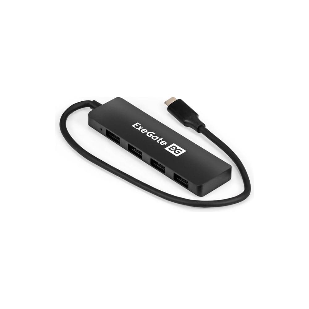 USB-Хаб ExeGate концентратор 4-в-1 DUB-4CP/3 кабель-адаптер USB Type C -- 4xUSB3.0, Plug Play, черный 296929