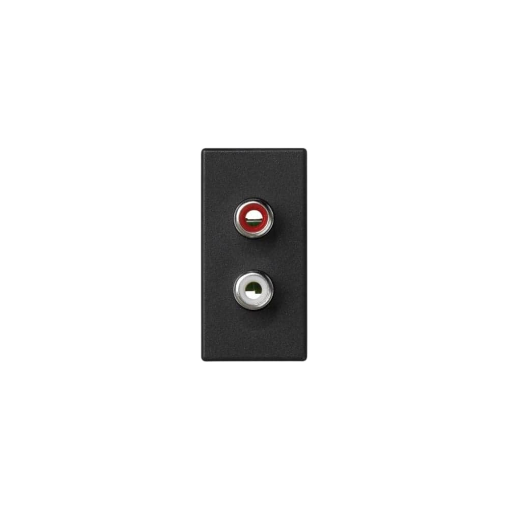 Плата с 2-мя разъёмами RCA audio Simon, 1/2 К45, винтовой зажим, тюльпаны, графит K101B-14