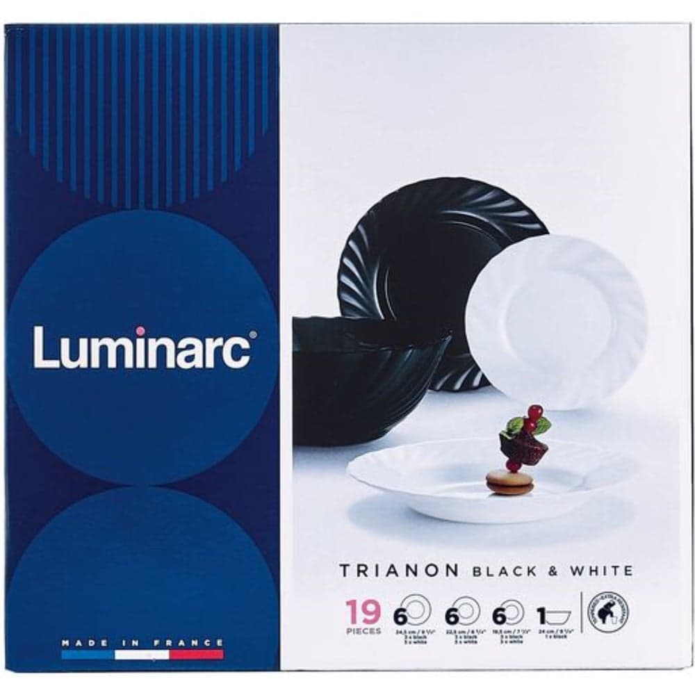 Набор столовый LUMINARC ТРИАНОН черно-белый 19пр G8733