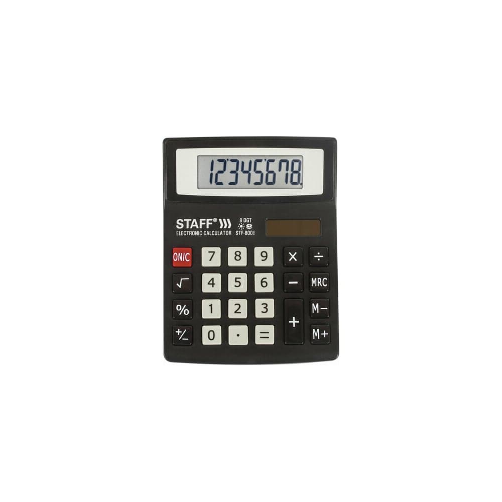 Компактный настольный калькулятор STAFF STF-8008, 113х87мм, 8 разрядов, двойное питание, 250147