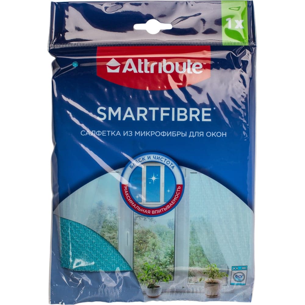 Салфетка Attribute Smartfibre из микрофибры, для окон ACS521