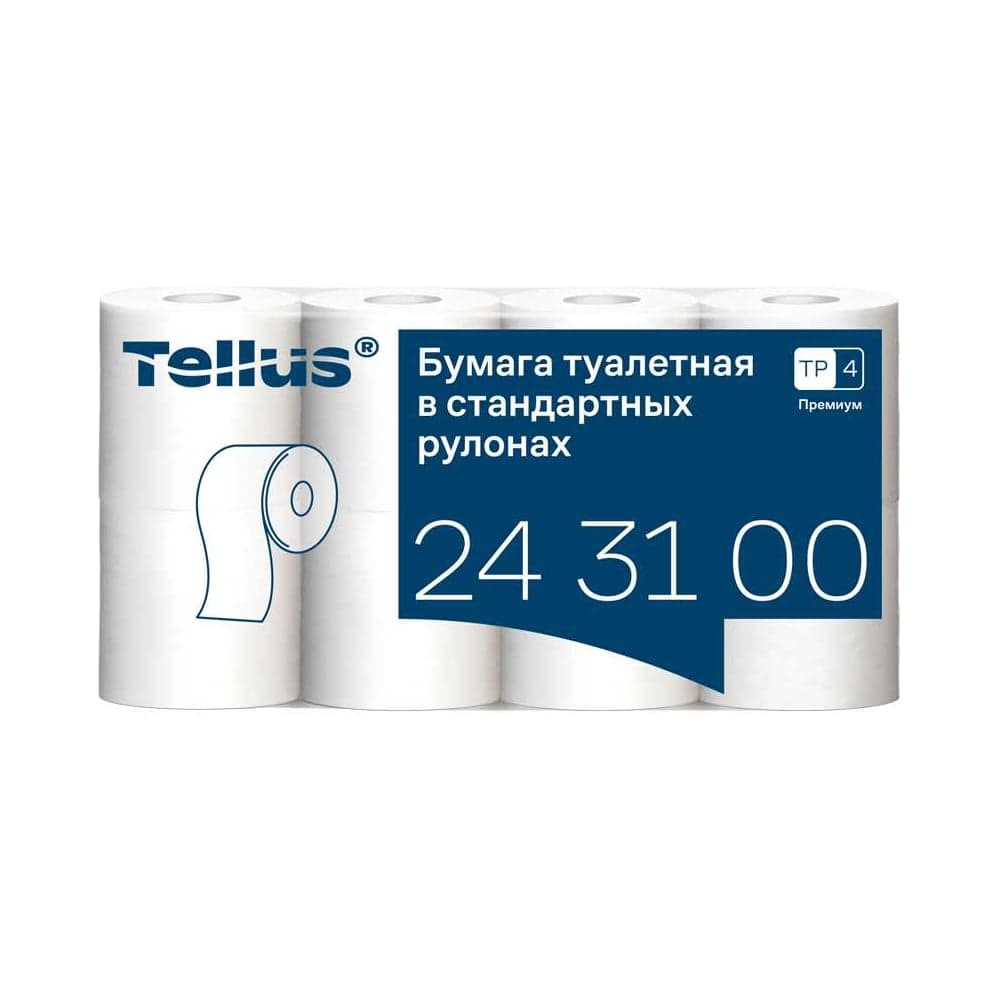 Туалетная бумага в рулонах TORK (Tellus) T4 3-слойная белая, 8 рулонов по 15 метров, _ 243100