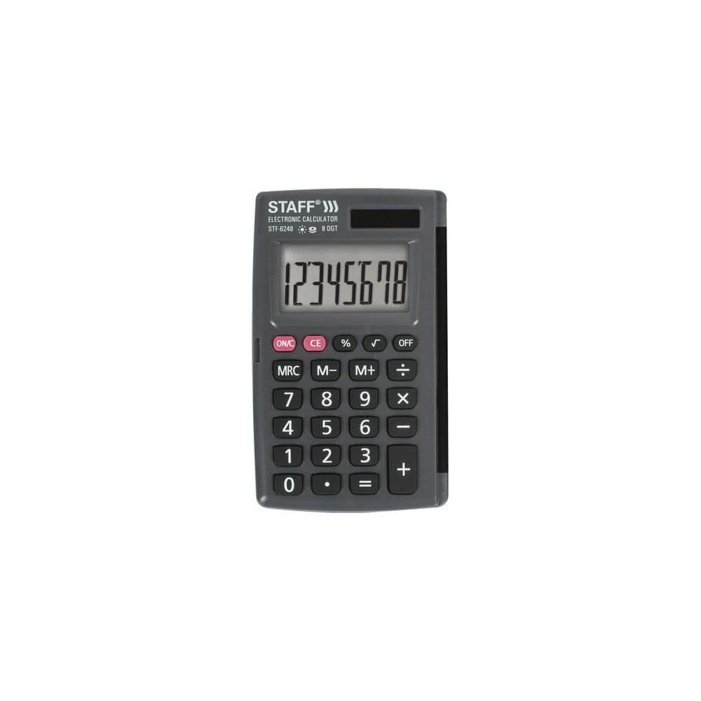 Карманный калькулятор STAFF STF-6248 104х63мм, 8 разрядов, двойное питание, 250284