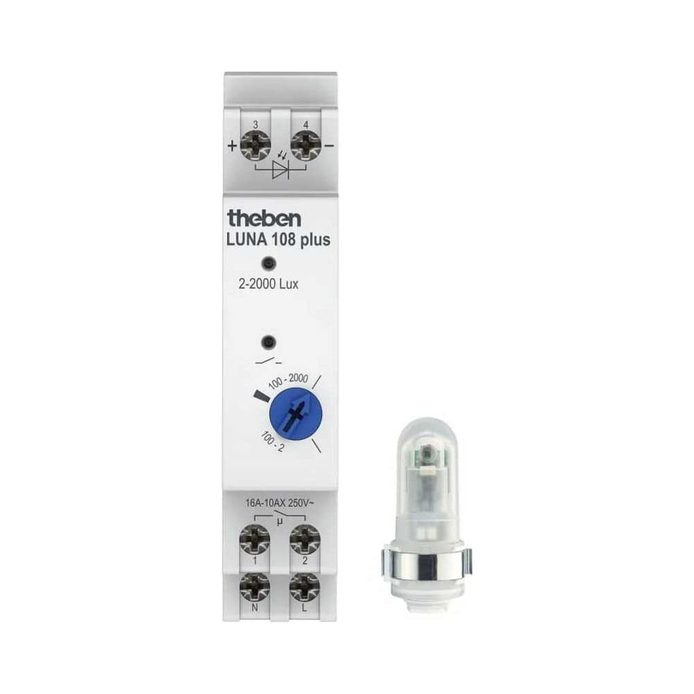 Фотореле Theben LUNA 108 plus AL, 230В, 16А, 2.6кВт, 2-2000люкс, IP20, датчик накладного монтажа IP55 1080910