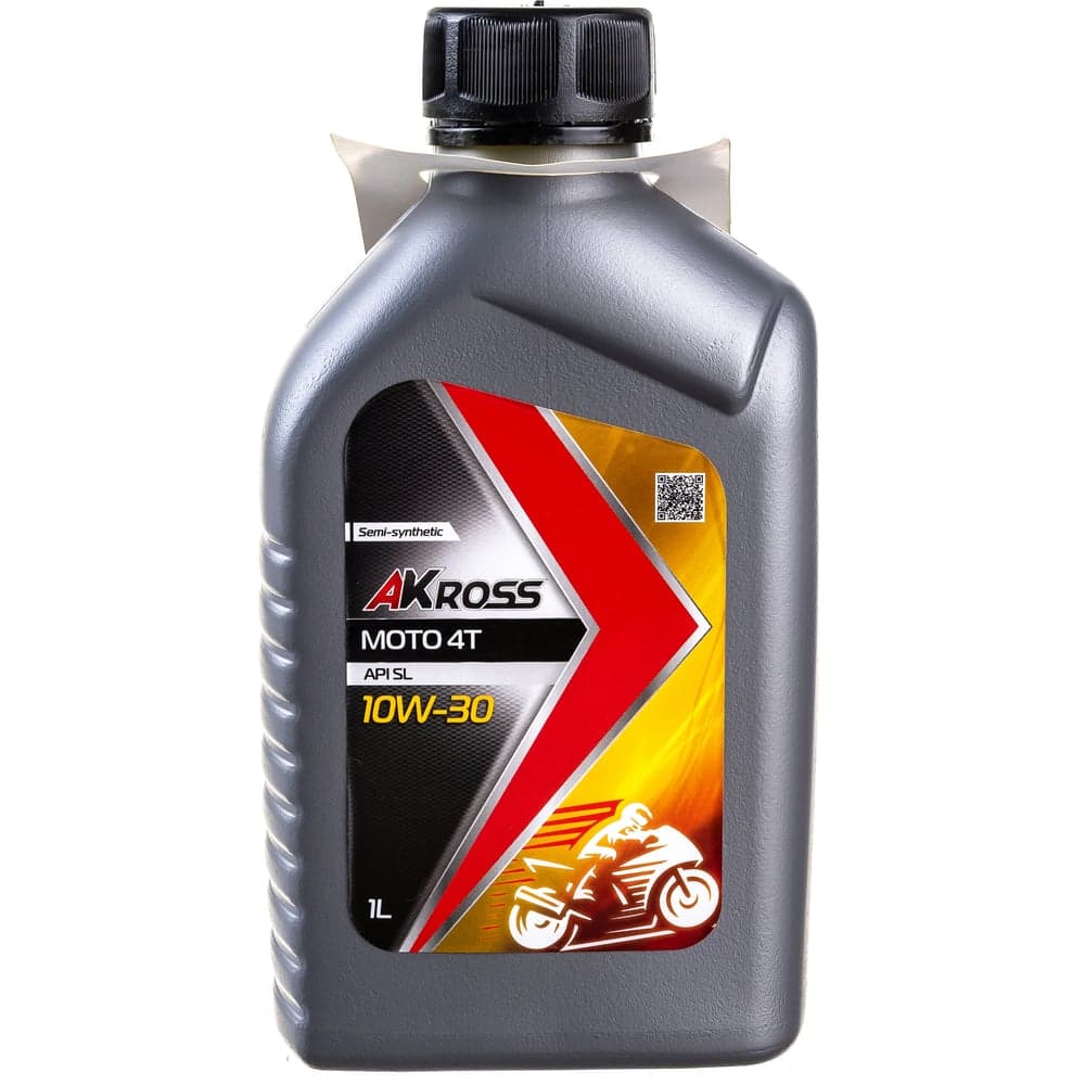 Масло моторное полусинтетическое Moto 4Т 10W-30 SL 1 л AKross AKS0028MOS
