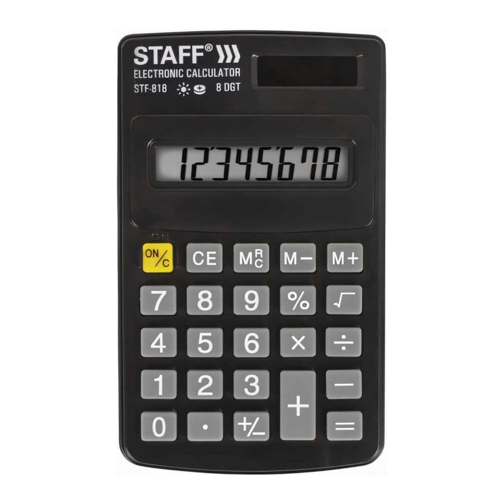 Карманный калькулятор STAFF STF-818 102х62мм, 8 разрядов, двойное питание, 250142