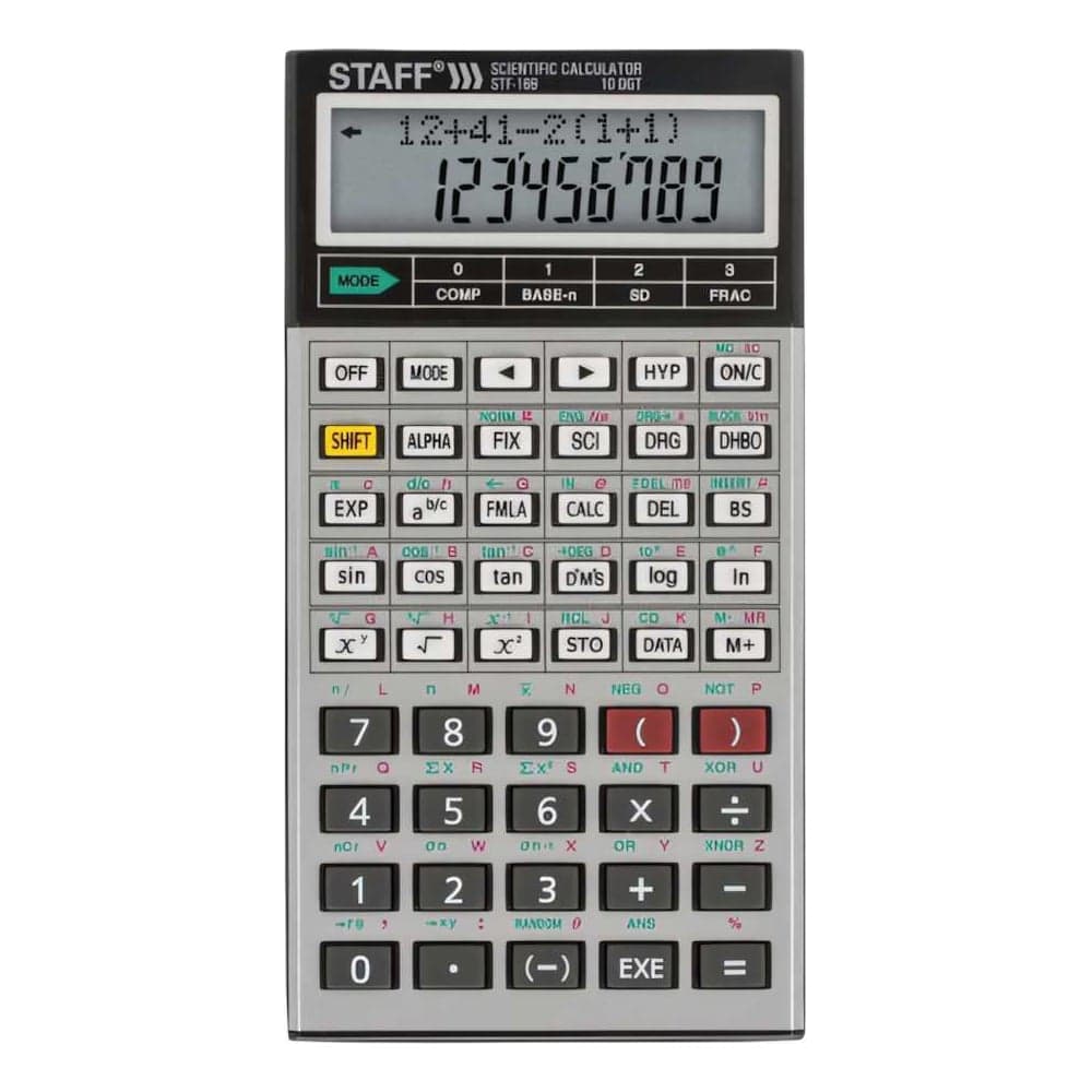 Двухстрочный инженерный калькулятор STAFF STF-169 143х78мм, 242 функции, 10+2 разрядов, 250138