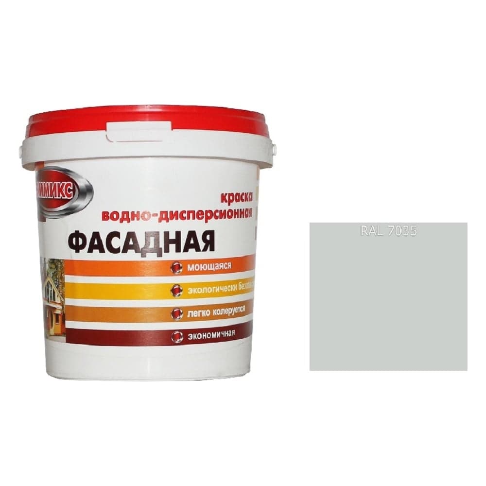 Краска ВД для наружных работ Эммикс моющаяся, RAL 7035 (ведро 0,9 л/1,4 кг) 4690417131716