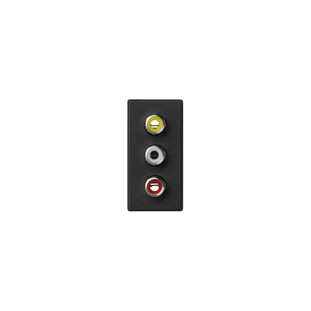 Плата с 3-мя разъёмами RCA Simon audiovideo, 1/2 К45, винтовой зажим, тюльпаны, графит K105B-14