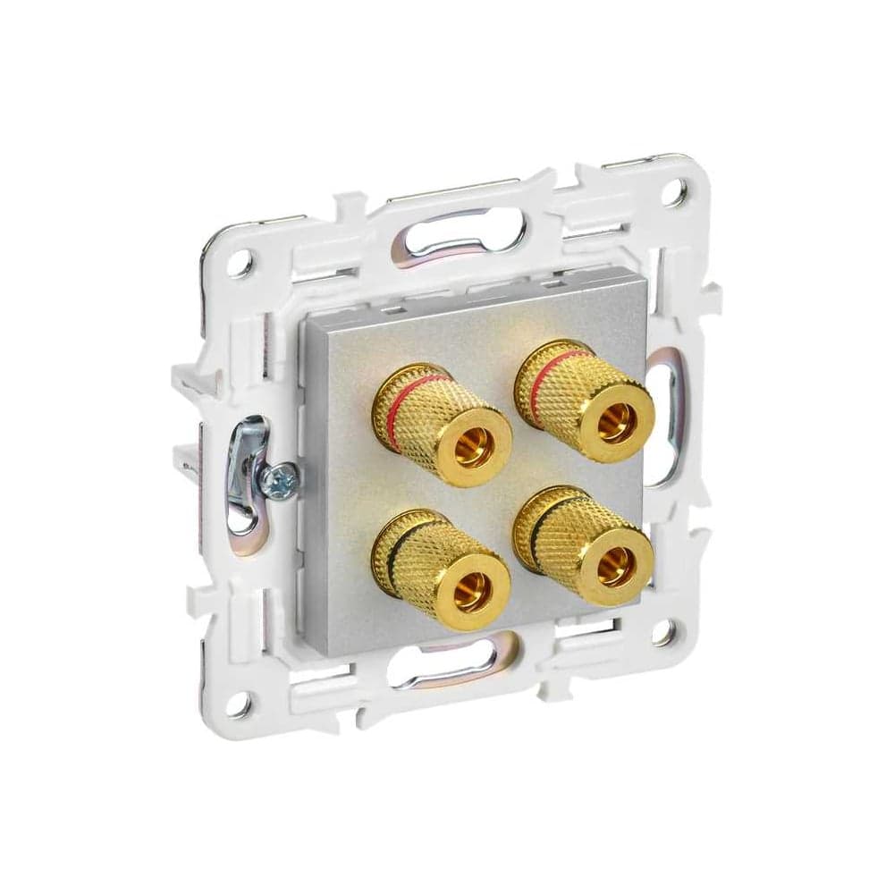 Аудиорозетка 4-местная IEK SKANDY SK-A01S серебро SK-S40-K23